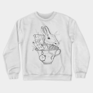 The white Rabbit in a mug Crewneck Sweatshirt